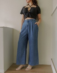 【Den!m LITE】Lightweight Soft Denim Pleated Straight Leg Pants