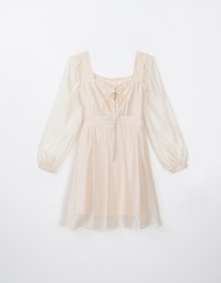 2 Way Tie Front Hollow Out Sheer Mini Dress