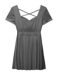 AIRY HOURGLASS Pleated Mini Dress With Strappy Cross Back Detail