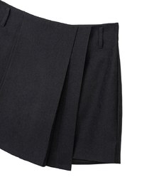 High Waist Plain Pleated Skort