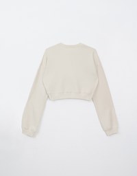 Letter Embroidered Cropped Sweatshirt