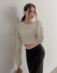 Letter Embroidered Cropped Sweatshirt