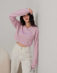 Letter Embroidered Cropped Sweatshirt