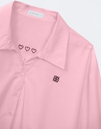 Air Space Logo and Heart Shaped Embroidered Collar Blouse