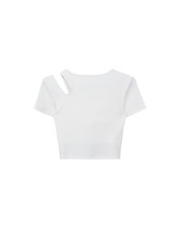 Plain Asymmetric Cut Out Padded Crop Top