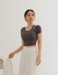 Plain Asymmetric Cut Out Padded Crop Top