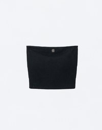 Air Space Logo Embroidered Ribbed Cropped Padded Tube Top