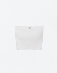 Air Space Logo Embroidered Ribbed Cropped Padded Tube Top