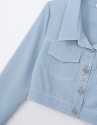 Lightweight Constrast Stitching Button Up Jacket