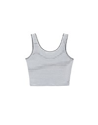 Ruffle Hem Button Front Striped Crop Tank Top