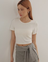 Airy Cool Basic Crew Neck Short Sleeve Crop Top