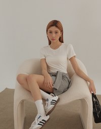 Airy Cool Basic Crew Neck Short Sleeve Crop Top