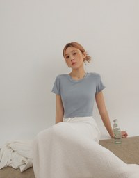 Airy Cool Basic Crew Neck Short Sleeve Crop Top