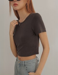 Airy Cool Basic Crew Neck Short Sleeve Crop Top