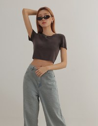 Airy Cool Basic Crew Neck Short Sleeve Crop Top