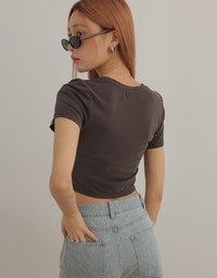 Airy Cool Basic Crew Neck Short Sleeve Crop Top