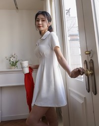 AIRY HOURGLASS Open Collared Neck Ruched Mini Dress