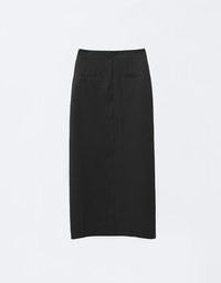 Padded Side Hips Suit Fabric Midi Skirt with Slit Perfect Body Curves