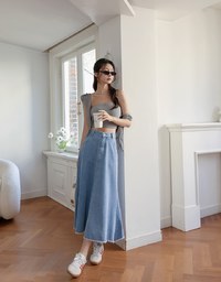 【Den!m LITE】Lightweight Soft Denim Mermaid Maxi Skirt