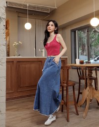 【Den!m LITE】Lightweight Soft Denim Mermaid Maxi Skirt