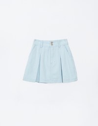 Pleated A Line Jeans Denim Mini Skirt