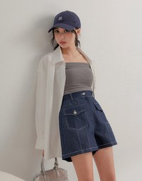 Stitch A Line Shorts With Pockets Details