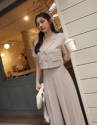 High Waist Flowy Tailored Pleated Wide Leg Pants