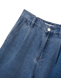 【Den!m LITE】Lightweight Soft Denim Pleated Straight Leg Pants