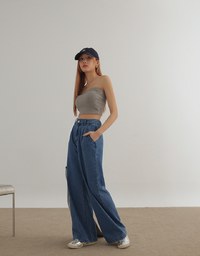 【Den!m LITE】Lightweight Soft Denim Pleated Straight Leg Pants