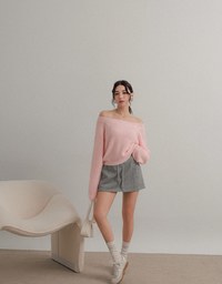 Asymmetric Shoulder Basic Knitted Top