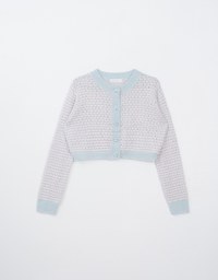 Button Up Crew Neck Hole Knitted Cardigan