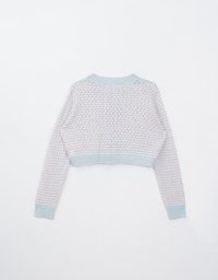 Button Up Crew Neck Hole Knitted Cardigan