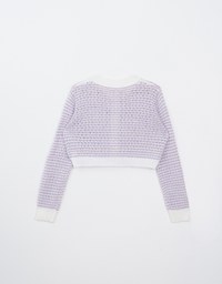 Button Up Crew Neck Hole Knitted Cardigan