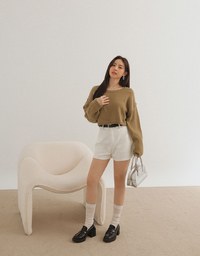 Long Sleeve Loose Fit Seam Detail Knit Top