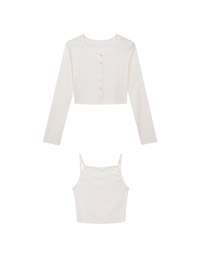 Lightweight Soft Knit Button Front Cardigan And Basic Camisole Set Wear