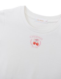 Crew Neck Cherish Cherry Graphic Short Sleeve Crop Top