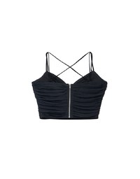 Sexy Mesh Ruched Double Strap Padded Cami Top