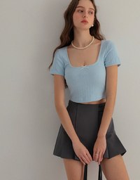 Lace Trim Bowknot Cropped Top