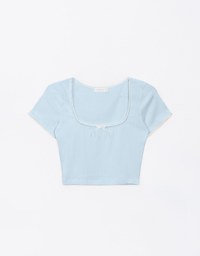 Lace Trim Bowknot Cropped Top