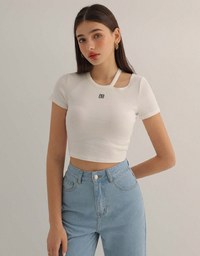 Air Space Logo Embroidered Cut Out Ribbed Top