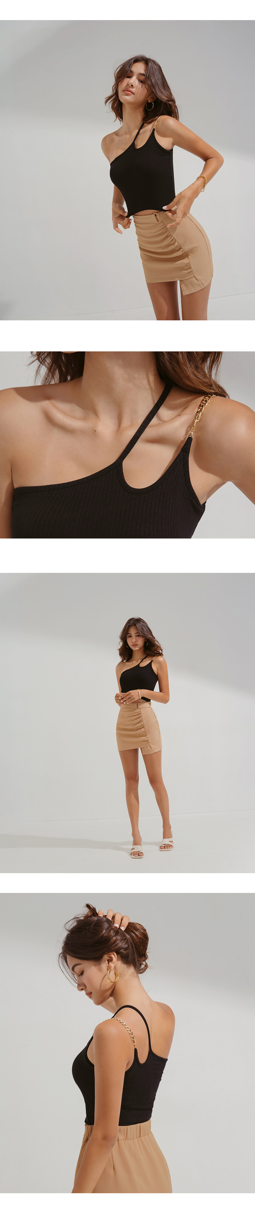 Air Cool 2.0】 Zero-Wearing Comfortable Breasts One-Shoulder Gold Chain Bra  Top - AIR SPACE