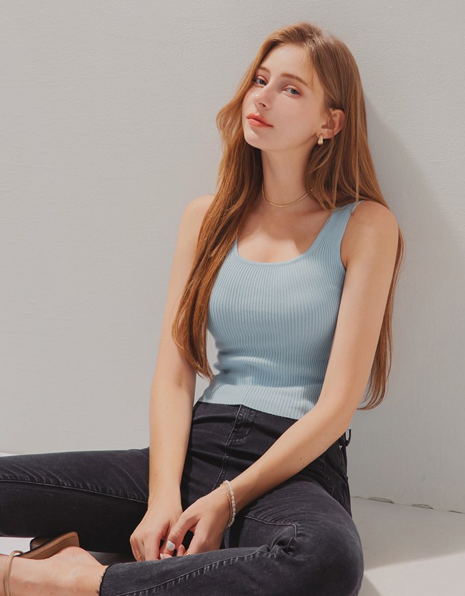 Out From Under Drew Seamless Ribbed Bra Top in Blue