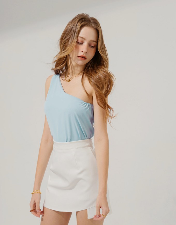 One Shoulder Chiffon Tops