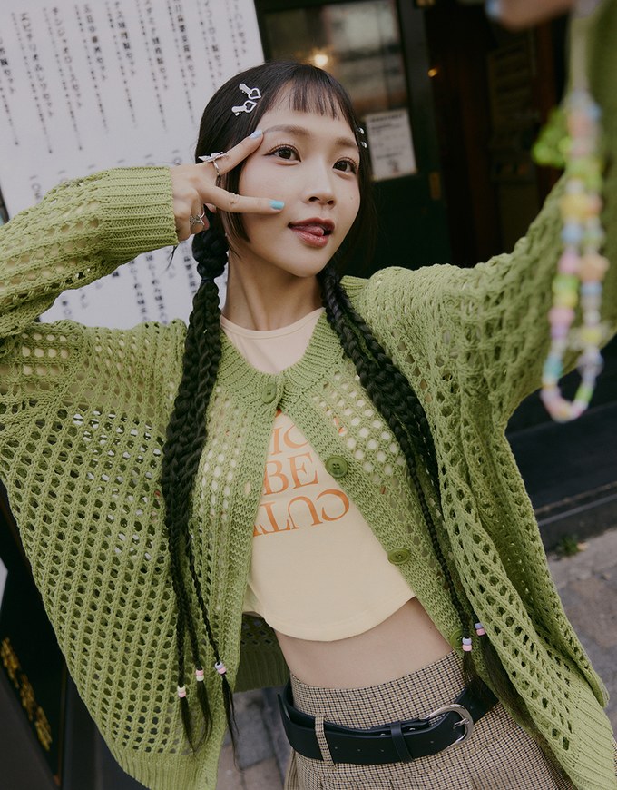 SHIUAN'S DESIGN】2way Holey Loose Knit Top - AIR SPACE