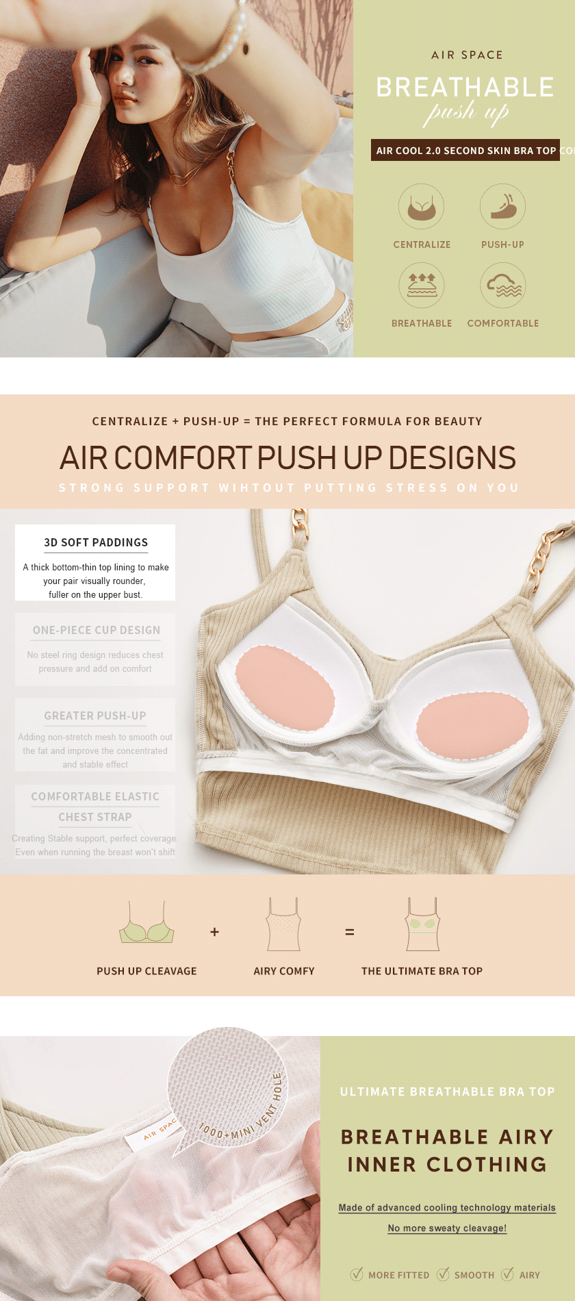 Comfy Back U-Neck Bralette (with Padding) - AIR SPACE