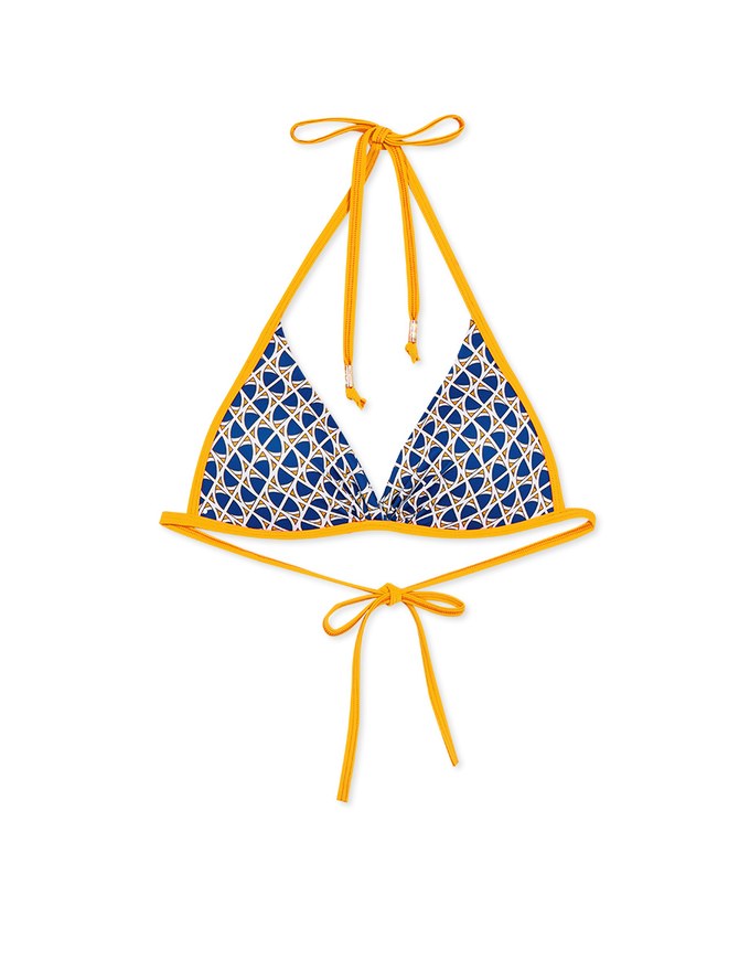 【PUSH UP】Printed Bikini Top With Twist Design Single Strap And Bra Padded