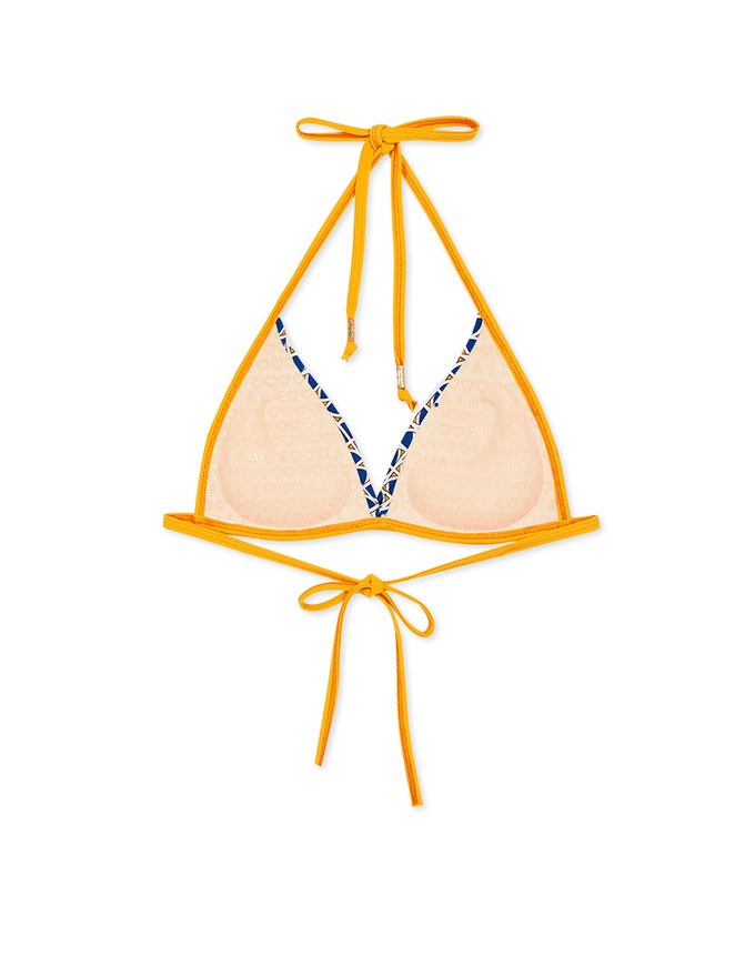 【PUSH UP】Printed Bikini Top With Twist Design Single Strap And Bra Padded