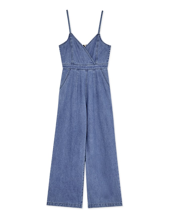 Witty Crossover Cami Denim Jeans Jumpsuit