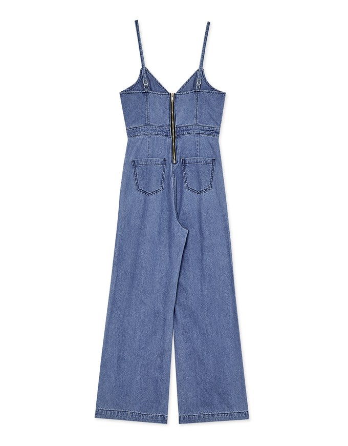 Witty Crossover Cami Denim Jeans Jumpsuit