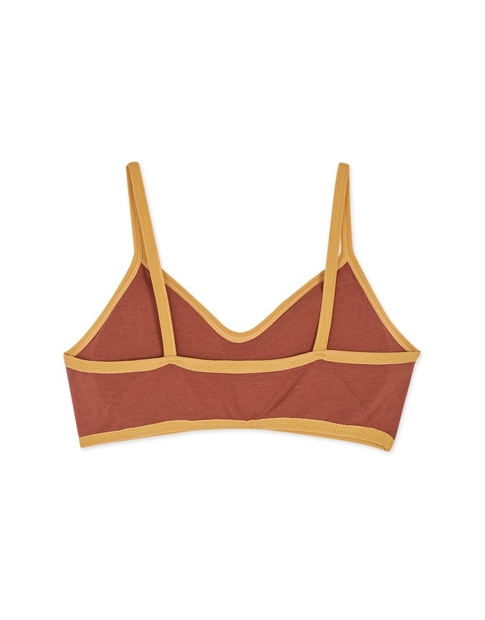 Thin Strap Contrast Colour Trimming Bralette (with Detachable Padding)